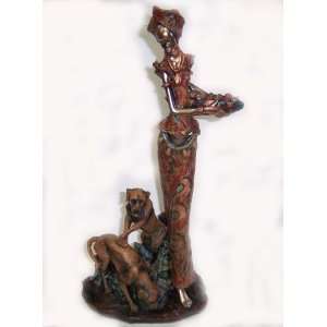   African Lady and Her Pet Dogs Statue Figurine    15
