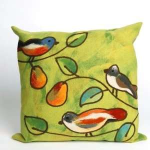   Birds Square Indoor/Outdoor Pillow in Green Size: 16 Home & Kitchen