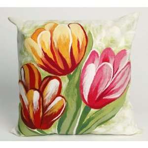   Tulips Square Indoor/Outdoor Pillow in Warm Size: 20 Home & Kitchen