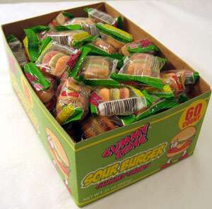 Gummy Zone Gummi Sour Burger 60 Count Box of Candy  