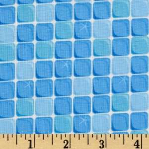  44 Wide Lil Ducky Tile Blue Fabric By The Yard: Arts 