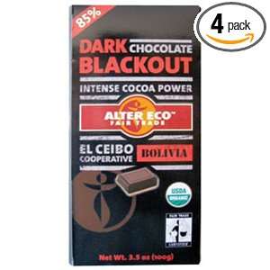 Alter Eco Dark Blackout 85% Chocolate Bar, 3.5 Ounce Bars (Pack of 4 