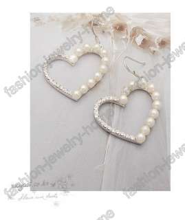 fashion glass crystal acryl pearl white heart earrings  