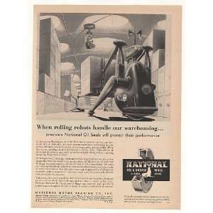  1953 Futuristic Warehouse Robots National Oil Seals Print 