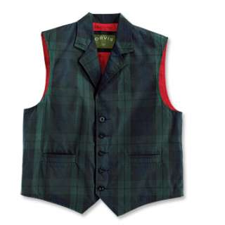 Orvis Black Watch Waxed Cotton Lapel Vest in Multiple Sizes  