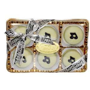 Music Notes Themed Belgian White Chocolate Dipped Oreos:  