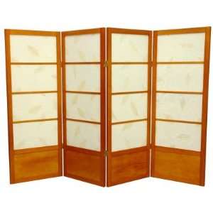 Oriental Furniture Low Botanic Shoji Screen Room Divider 48 Inch Honey 