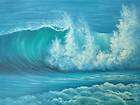 24 x 36 Oil Painting Art Surfs Up Surfing Wave Break Tu