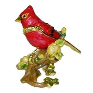   Pewter Cardinal Bird Trinket Box Case Pack 6 by DDI