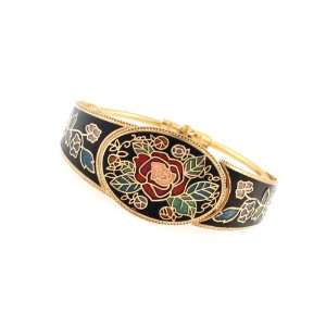  Gold plated Chinese Cloisonne Floral Bangle Jewelry