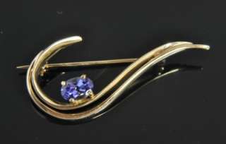 Stuller 14K Y Gold Natural Tanzanite Swirl Pin Brooch  