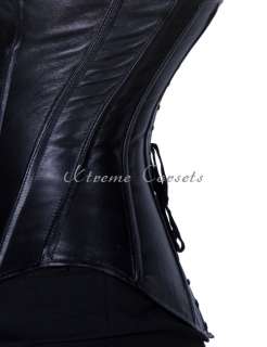   Leather Goth Corset Steel Boned Waist Train Cincher Plus Size Outfit