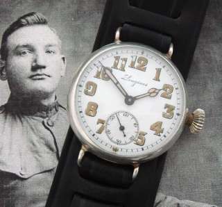 Original Mens WWI Sterling Silver Longines Trench Wristwatch 