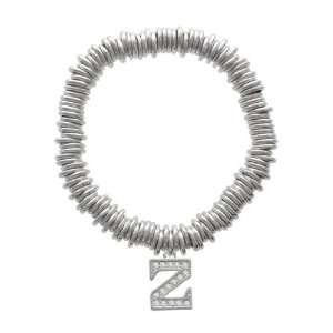   Crystal   Z   Initial   Beaded Border Silver Plated Charm Links Bra