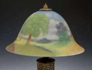 FINE C1910 SIGNED PAIRPOINT TABLE LAMP W/ REVERSE PAINTED SHADE NO 