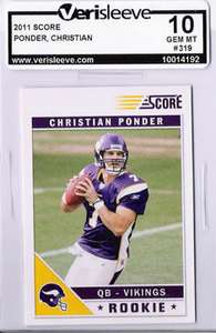 2011 Score #319   CHRISTIAN PONDER   rookie graded VSA 10  