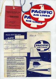 Pacific Air Lines Ticket Jacket / Gate Pass, a passenger Ticket 