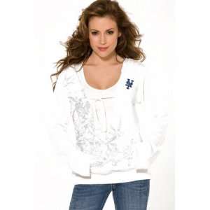  New York Mets Womens Raw Edge V Hoodie w/Graphic   by 