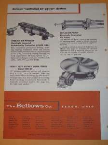Vtg Bellows Company Catalog~Air Tools~Motor/Drill/Vises  