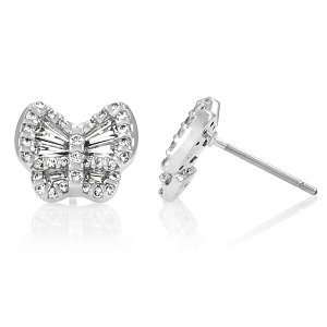  Emitations Anonas Baguette Cut CZ Butterfly Stud Earrings 