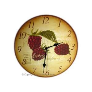  12 Raspberry Fruits Kitchen Wall Clock / Country Decor 