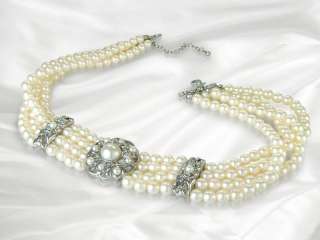 STUNNING FOUR LAYERED PEARL CHOKER, GIFT BOXED by CRYSTAL ELEGANCE .