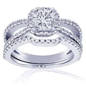  1.70 Ct Cushion Cut Halo Diamond Engagement Wedding Rings 