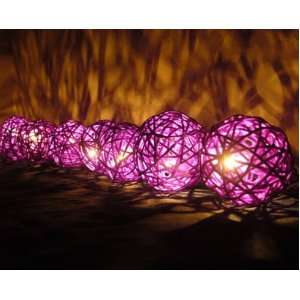  Purple Rattan Ball Patio Party String Lights (20/set 