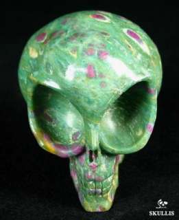 Ruby Fuchsite Carved Alien Crystal Skull, Healing  