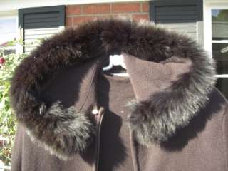 NWTs $1500 St John 100% Cashmere New Oak Brown Fur Hooded Sweater 