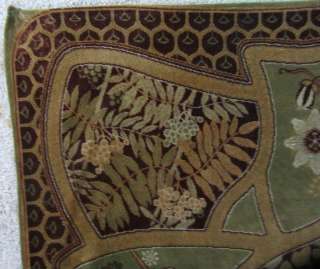 HUGE  Art Nouveau RUG Important Mohair Textile Panel Birds Passion 