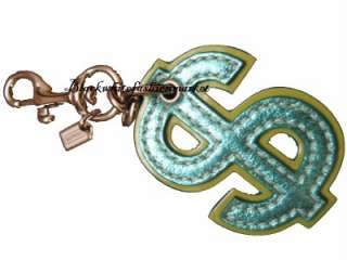 New money green leather Coach key chain  