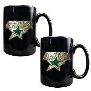  Dallas Stars NHL 2pc Black Ceramic Mug Set   Primary Logo 