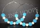   Hoops Basketball Wives Earrings Baby Blue Silver Love and Hip Hop