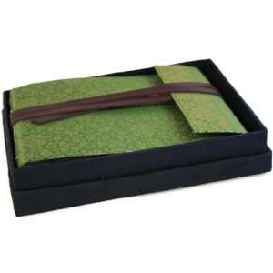  Handmade Sari Wrap Photo Album Olive With Box, Classic Style 