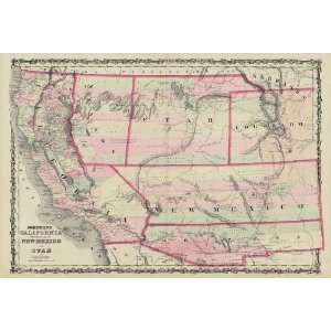  1861 Map of the Southwest United States by Alvin J 