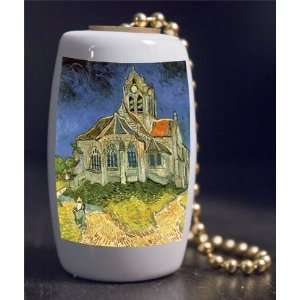  Fine Art Van Gogh Church in Auvers Porcelain Fan / Light 
