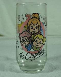 Vintage THE CHIPETTES glass Alvin & the Chipmunks 1985  