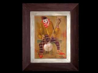 ROBERT J LEE (b. 1921) Pastel on Board Clown Playing Banjo Original 