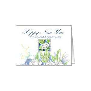  Happy New Year Grandmother White Roses Card Health 