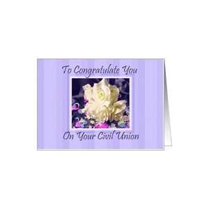 Civil Union   White Roses & Confetti Card