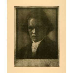  1920 Print Portrait Musician Drawing Man Dark Frame Art 