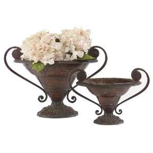    Scrolled Iron Decorative Urn Vase   Set of 2: Home & Kitchen