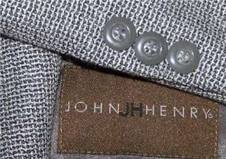46R John Henry WOOL Black & Gray TWEED SB sport coat suit blazer 