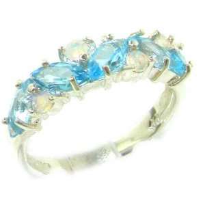  Unusual Solid Yellow Gold Natural Fiery Opal & Blue Topaz 