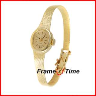Omega Ladies Petite Round Solid 14k Vintage Gold Mesh Bracelet Watch
