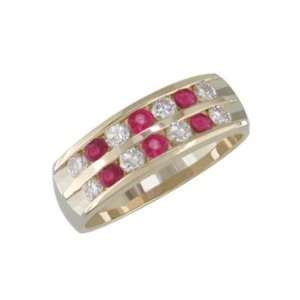Delsey   size 12.75 14K Gold Double Row Channel Set Ruby and Diamond 