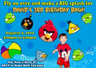 ANGRY BIRDS POOL PARTY BIRTHDAY INVITATIONS & PARTY FAVORS  