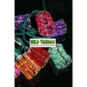 String Lights   Multi Colored Hand Beaded Cylinders  