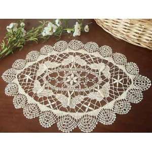  Unique Vintage Hand Embroidery/cutwork Oval Linen Placemat 